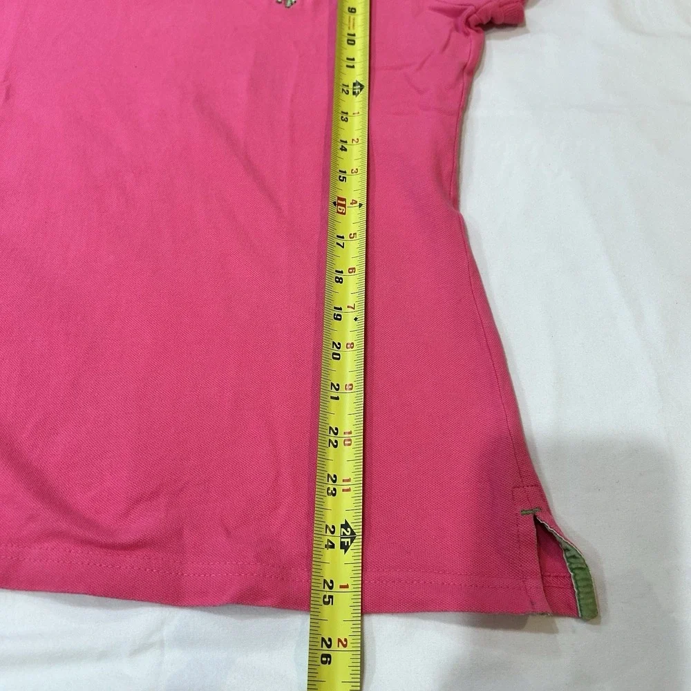 US Polo Assn Women's Polo Shirt XL Hot Pink Trim Stretch Pony Logo Y2K Preppy